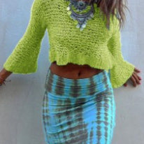 Stitching Hollow-Out Knitwear Dress Suit