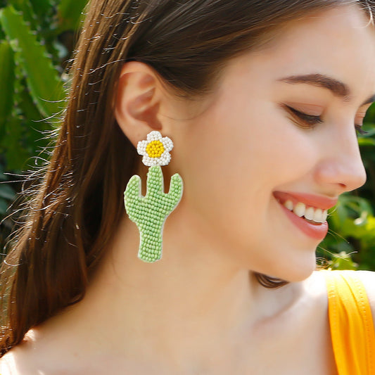 Handmade Bead Flower Earrings