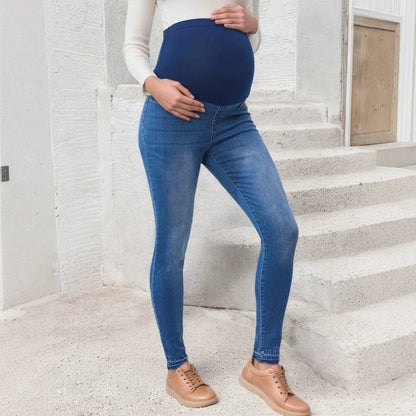 Womens Mid-Waist Stretch Maternity Jeans