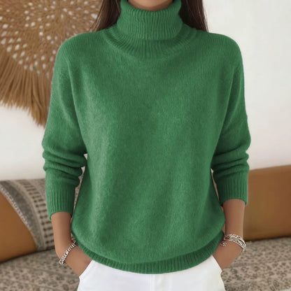Autumn  Winter New Arrival  Casual Chic Solid Color High-Neck Pullover Knit Sweater