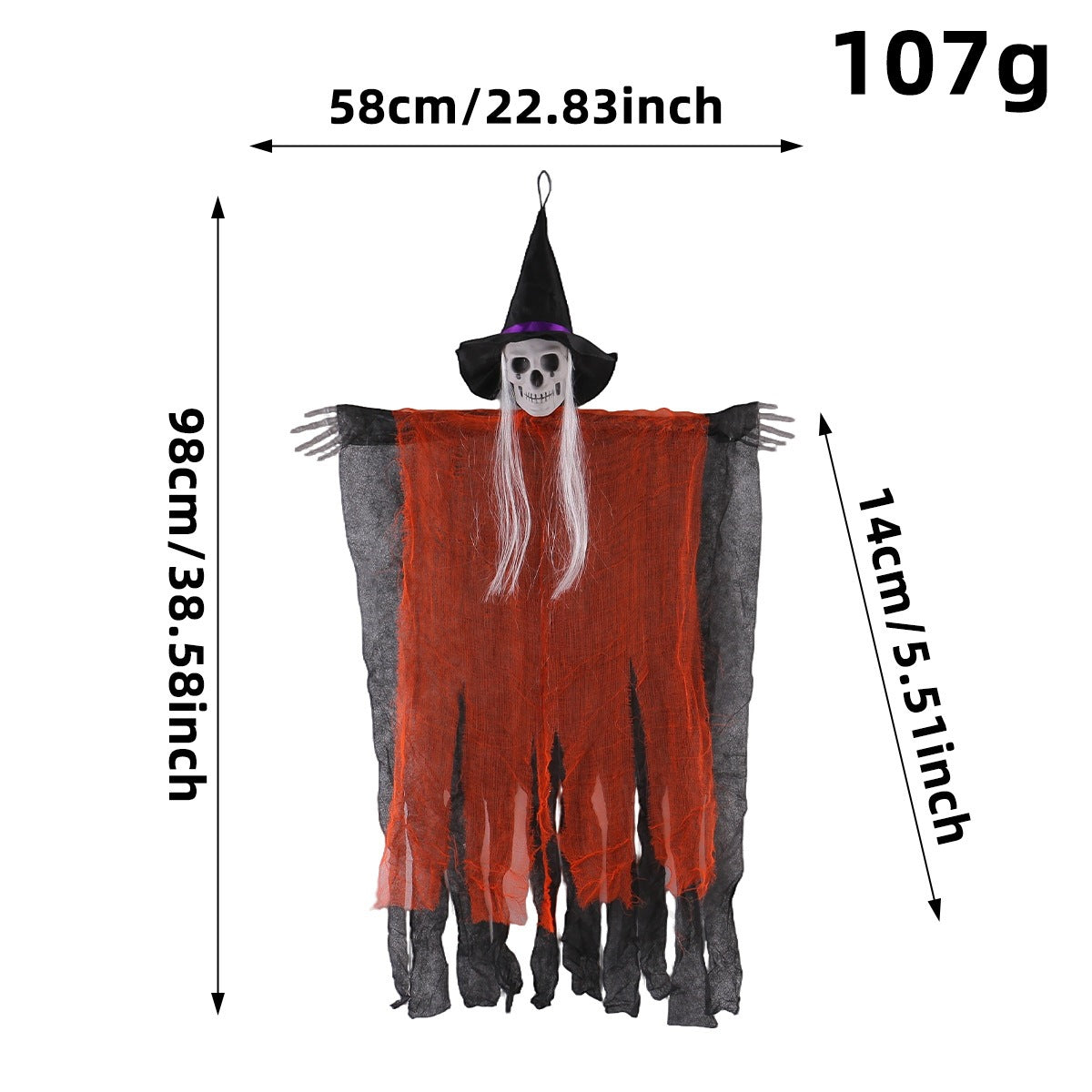 Halloween Skull Witch Hanging Ornament - Scary Holiday Party Home Decor Pendant