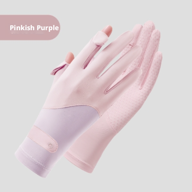 Ice silk sunscreen gloves-black and purple-1 pair