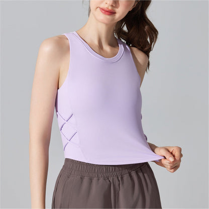 Womens Sleeveless Sports Vest For Running And Fitness With Built-in Bra Padding