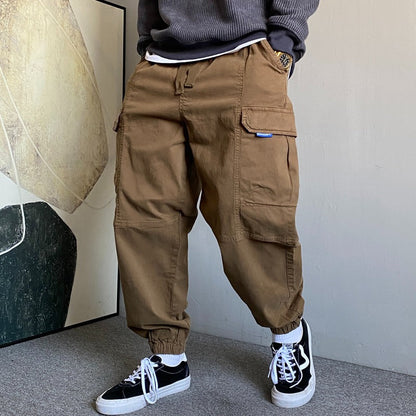 Casual Cargo Pants With Large Pockets Mens Loose-fit And Versatile