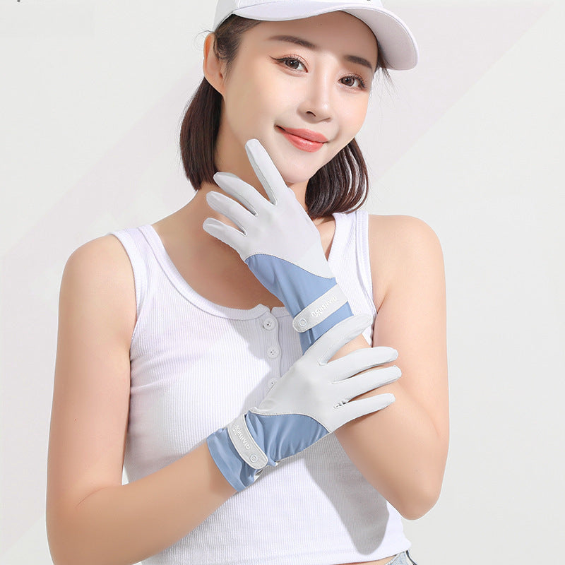 Sunscreen For Women Summer Ice-Feel Two-Finger Cut UV-Protective Thin Gloves