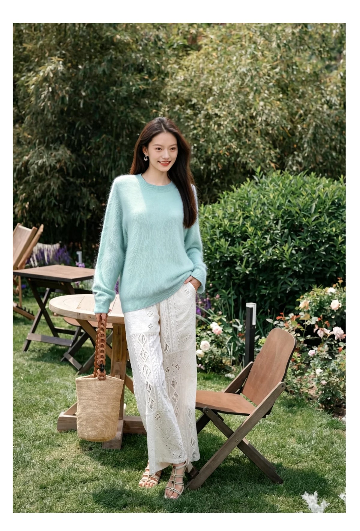 Womens Casual, Loose-fitting, Versatile Solid-color Sweater