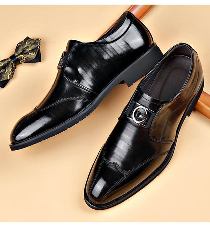 Men's Embroidered Leather Slip-ons