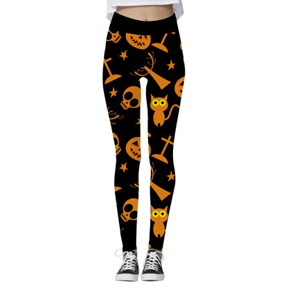 Halloween Women's Yoga Pants Pumpkin Skull