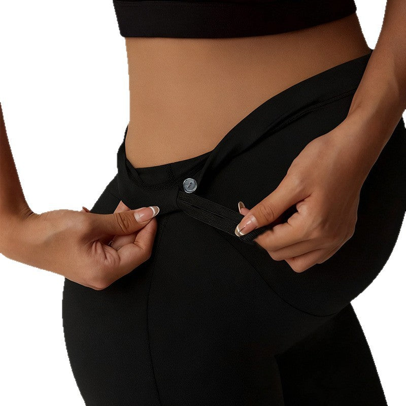 Maternity High Waist Flared Leg Pants  Tummy Support Butt Lifting Legging Style Casual Trousers For Fall Winter