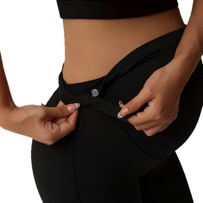 Maternity High Waist Flared Leg Pants  Tummy Support Butt Lifting Legging Style Casual Trousers For Fall Winter