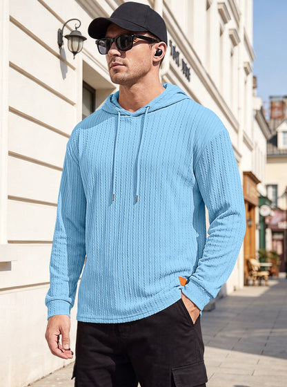 Mens Jacquard Half-zip Hoodie Pullover Knitwear
