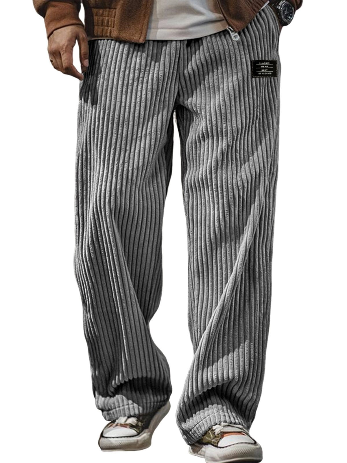 Pocket-embroidered Black-label Loose Straight-leg Casual Pants