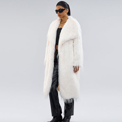 Collar Artificial Fur Top  Fur Coat Long style temperament for commuting