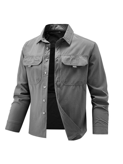 Mens Stretch Quick-Drying Long-Sleeve Shirt