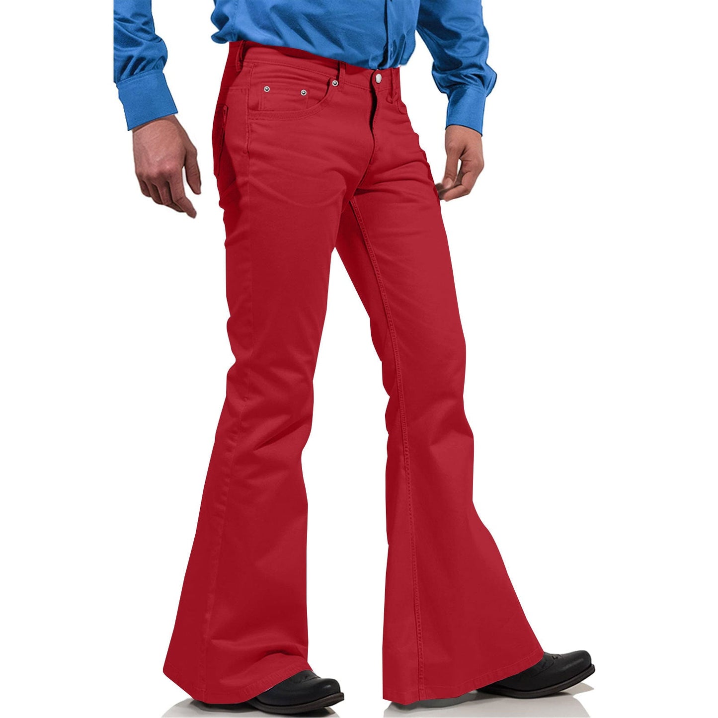 2025 New In-Stock Men's Cross-Border Amazon Solid Color Casual Stretch Slim Retro Flared Pants