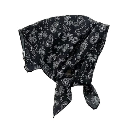Korean-style Cashew Flower Cotton-Linen Square Scarf For Women
