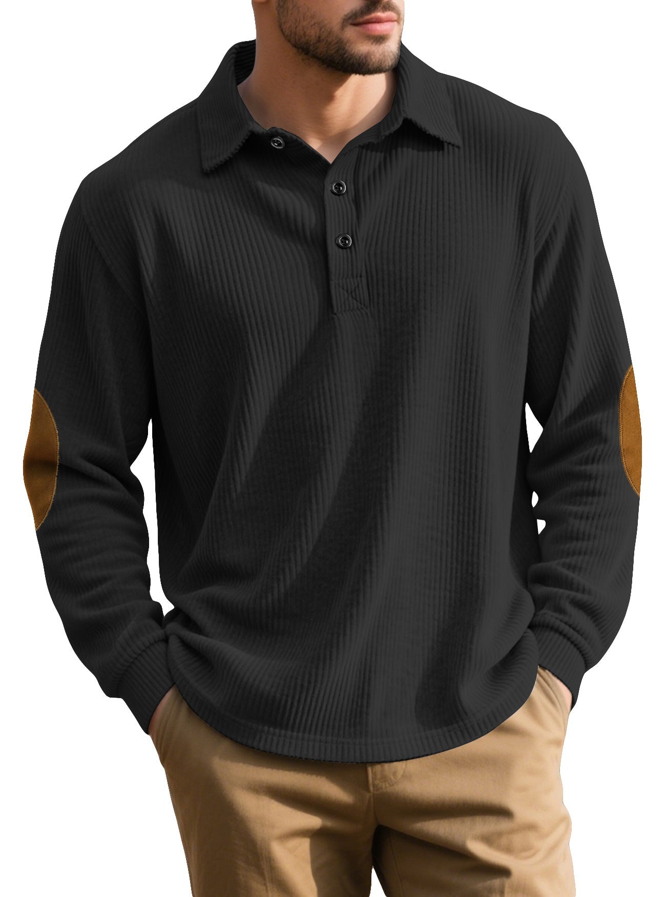 Cross-border Foreign Trade Jacquard Sweatshirt, New Amazon Spring & Autumn Men's Loose Pullover With European & American Style Collar And Elbow Pads