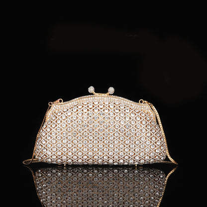 High-end Luxurious Heavy-Embroidered Shiny Champagne Bottle Rhinestone Evening Bag