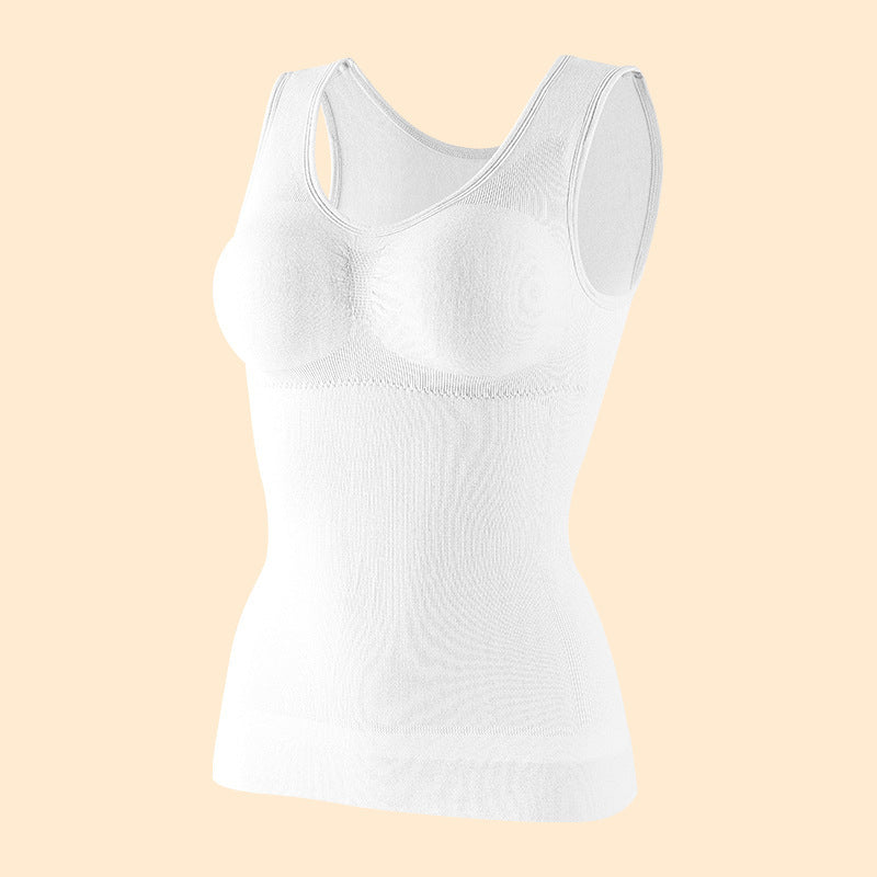Foreign Trade Seamless Double-layer Body Shaping Vest Long Abdominal Shaping Waist Sports Base Vest Pure Cotton With Chest Pad For Women