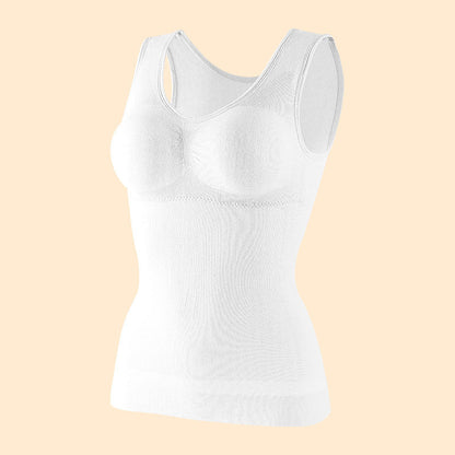 Foreign Trade Seamless Double-layer Body Shaping Vest Long Abdominal Shaping Waist Sports Base Vest Pure Cotton With Chest Pad For Women