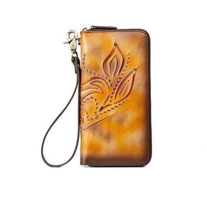Women's Retro Distressed Long Zipper Wallet