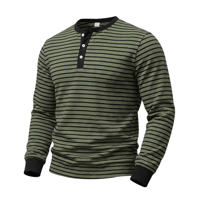 American-style Vintage Striped Long-sleeve Mens Top