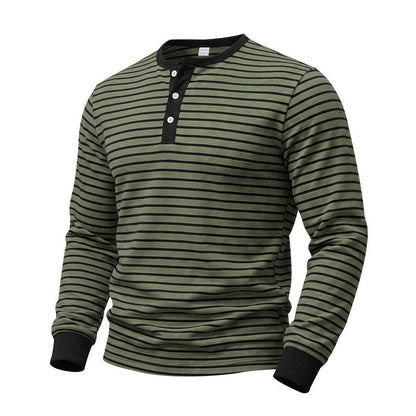 American-style Vintage Striped Long-sleeve Mens Top