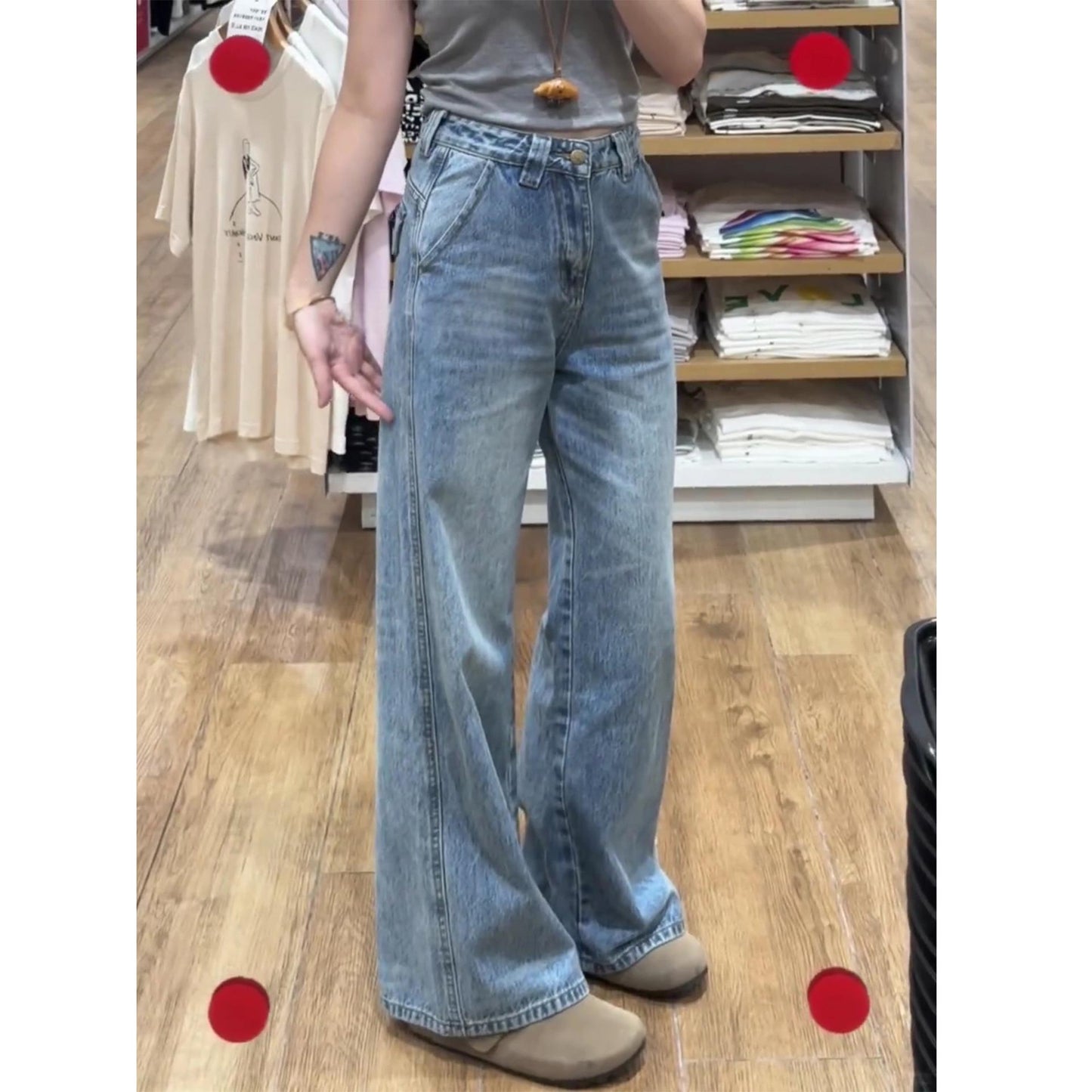 Short-statured Womens American-style Floor-length Jeans