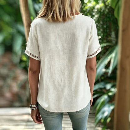 European And American Casual V-neck Short-sleeve Top