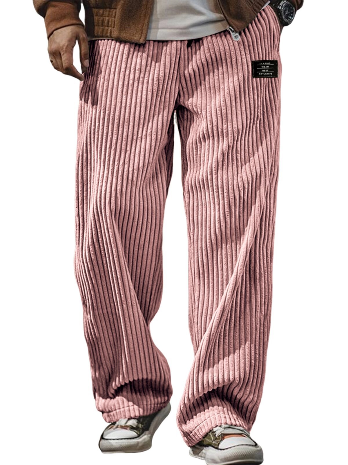 Pocket-embroidered Black-label Loose Straight-leg Casual Pants