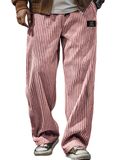 Pocket-embroidered Black-label Loose Straight-leg Casual Pants