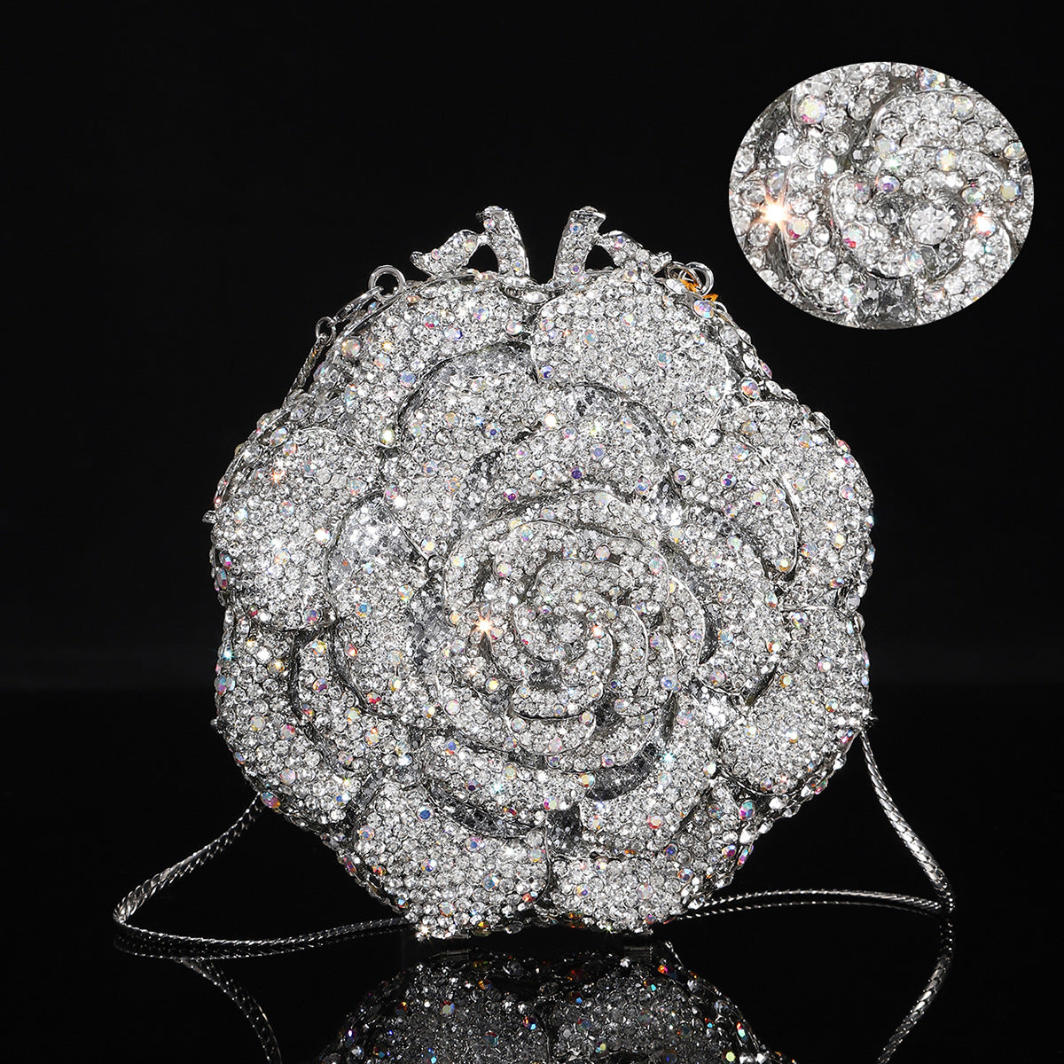 High-end Luxurious Heavy-Embroidered Shiny Champagne Bottle Rhinestone Evening Bag