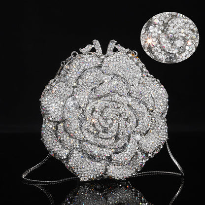 High-end Luxurious Heavy-Embroidered Shiny Champagne Bottle Rhinestone Evening Bag