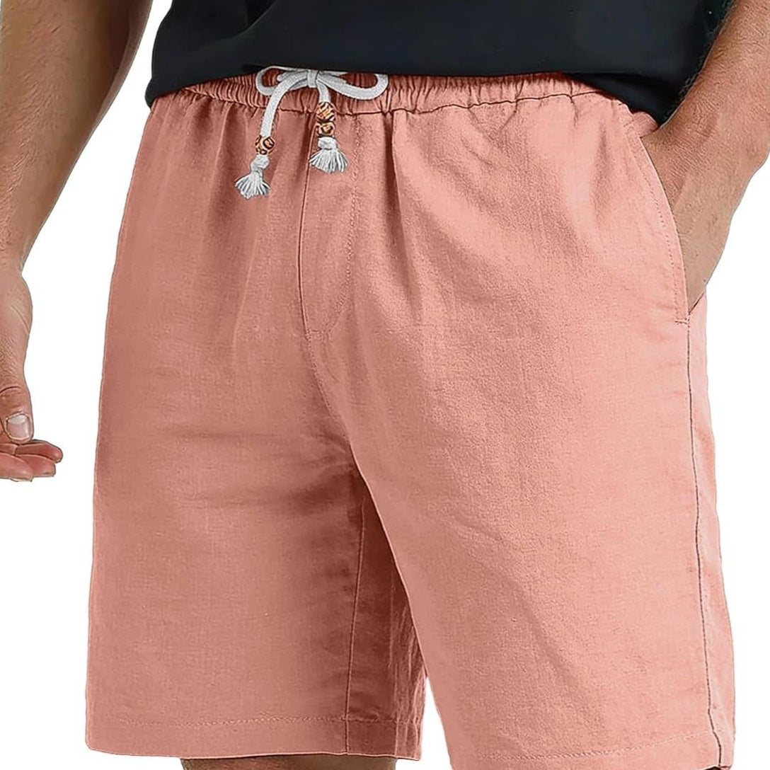 Men's Cotton And Linen Lace-up Plus Size Pocket Casual Shorts