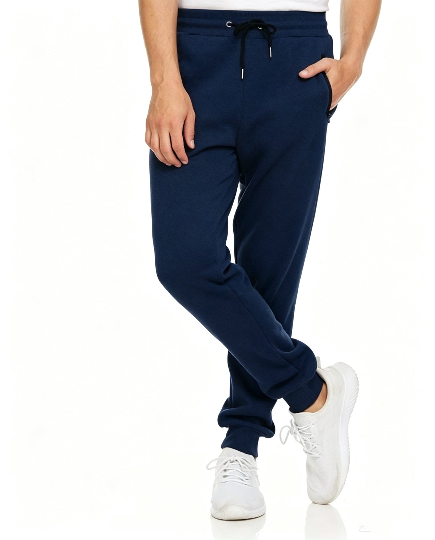 Men's Slim-fit Athletic Leggings, Casual Fleece Sweatpants With Zippered Ankle Cuffs, Solid-colored Skinny Running Pants