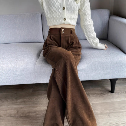 High-waisted, Draping Wide-leg Pants For Women