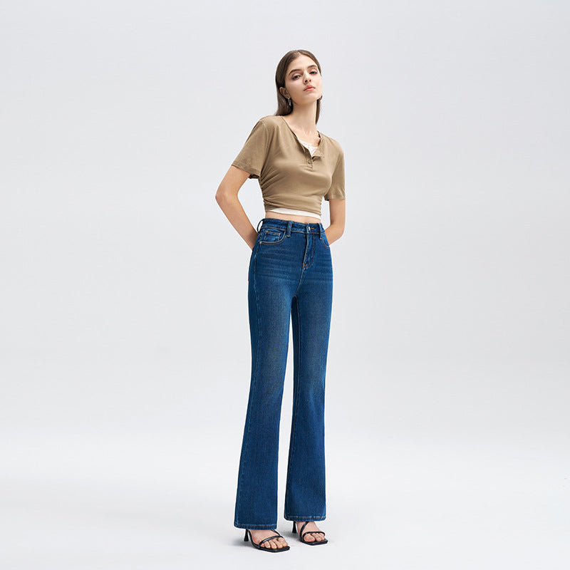 New Style Womens Blue Bell-bottom Pants