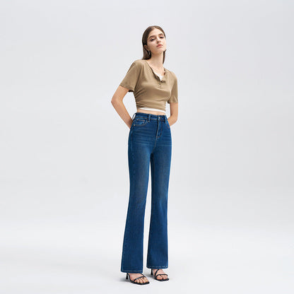 New Style Womens Blue Bell-bottom Pants