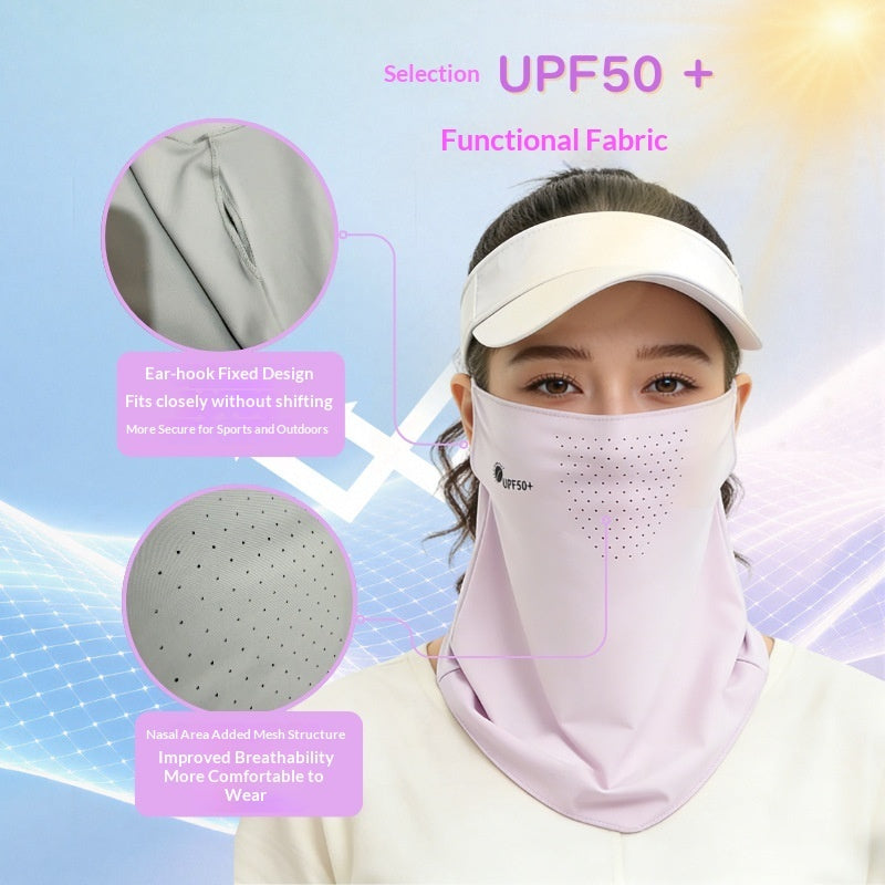 Ice Silk Sun-Protective Face Mask For Women Summer Full-Face UV-Proof Outdoor Golf Cycling Neck-Protecting Mask, Sun-Shading Veil