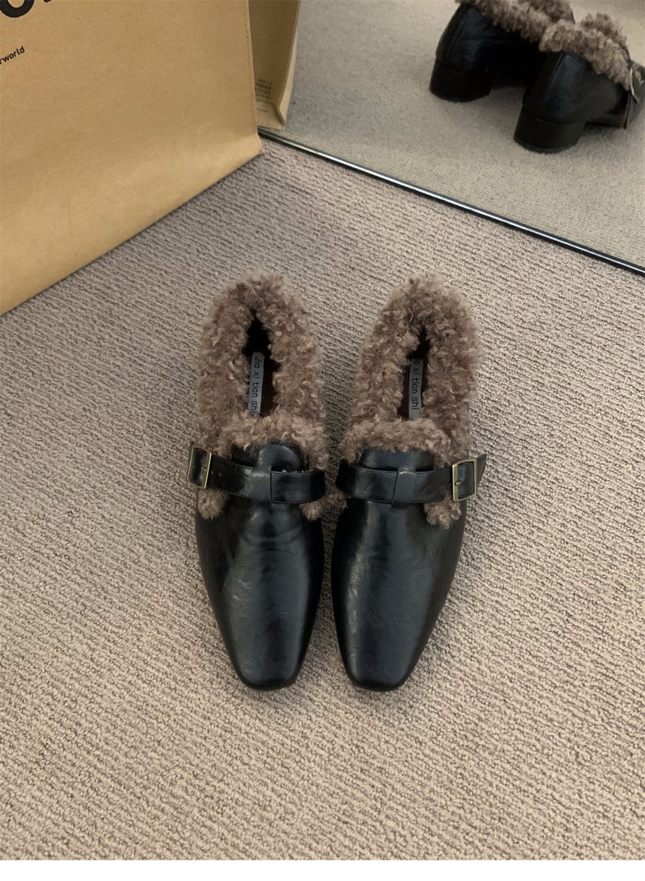 Block Heel Mary Jane Women Shoes Fleece Lined Pumps 2025 Autumn Winter New Warm Deep Mouth Shoes Furry Shoes Outdoor Cotton Shoes