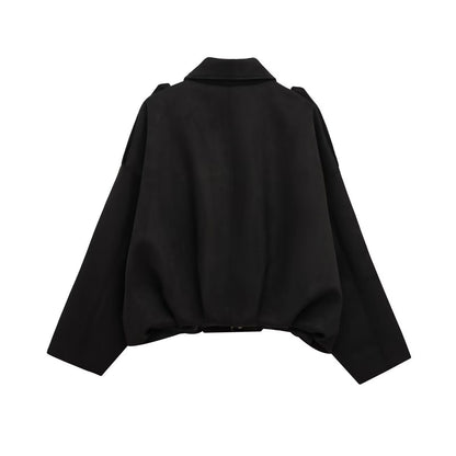 European And American Cross-Border Women's Clothing 2025 Early Spring New Fashion Suede Casual Style Versatile Casual Simple Aviator Jacket