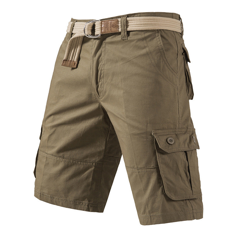 Men's Washed Cotton Multi Pocket Casual Cargo Knee Length Shorts