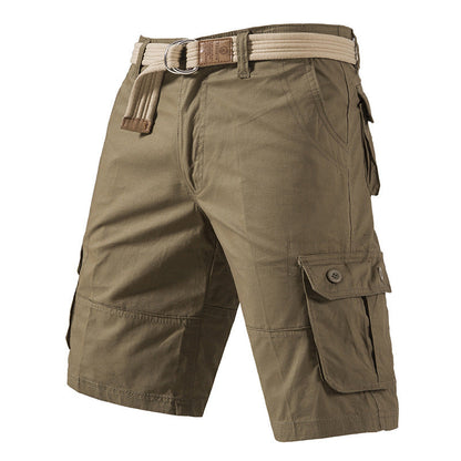 Men's Washed Cotton Multi Pocket Casual Cargo Knee Length Shorts