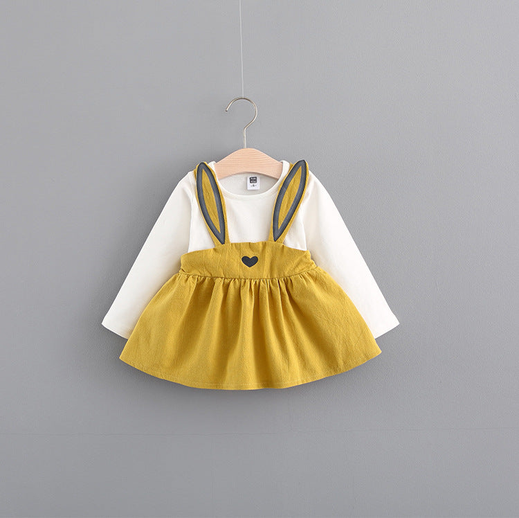 Autumn new Korean children's clothing, girls cute rabbit dress, baby baby princess dress 916