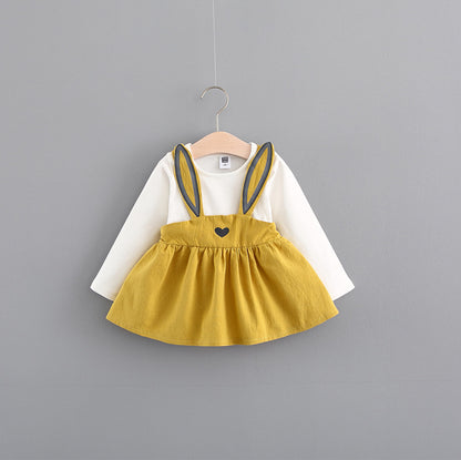 Autumn new Korean children's clothing, girls cute rabbit dress, baby baby princess dress 916