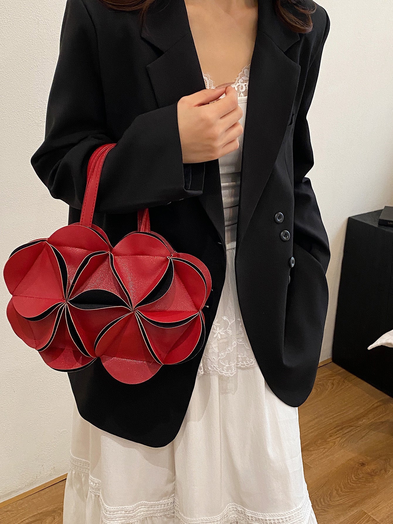 Womens Red Small Handbag Crossbody Or Shoulder Tote Style