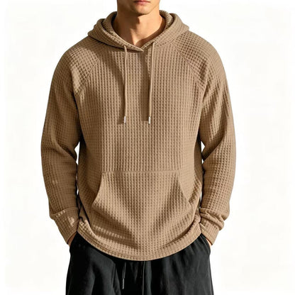 Mens Relaxed-fit Casual Waffle-knit Hooded Jacket