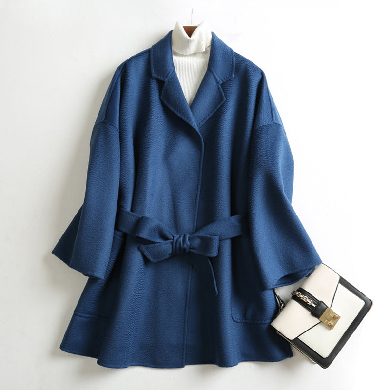 Mid-length Double-faced Wool Belted Coat