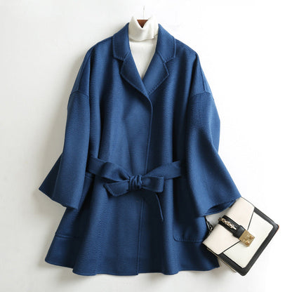 Mid-length Double-faced Wool Belted Coat