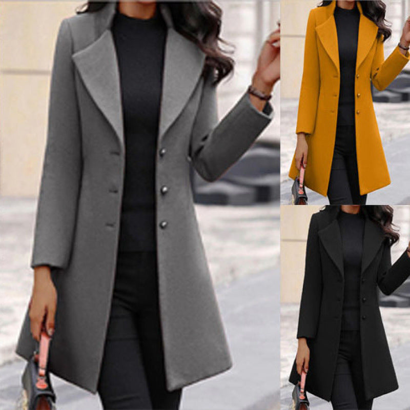 Women's Winter Wool Coat - Classic Warm Long Overcoat for Cold Weather